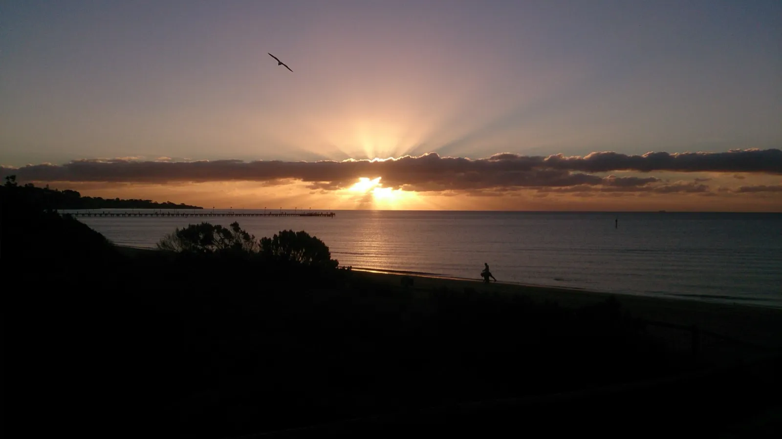 Sunrise over Port Phillip Bay at Frankston Beach